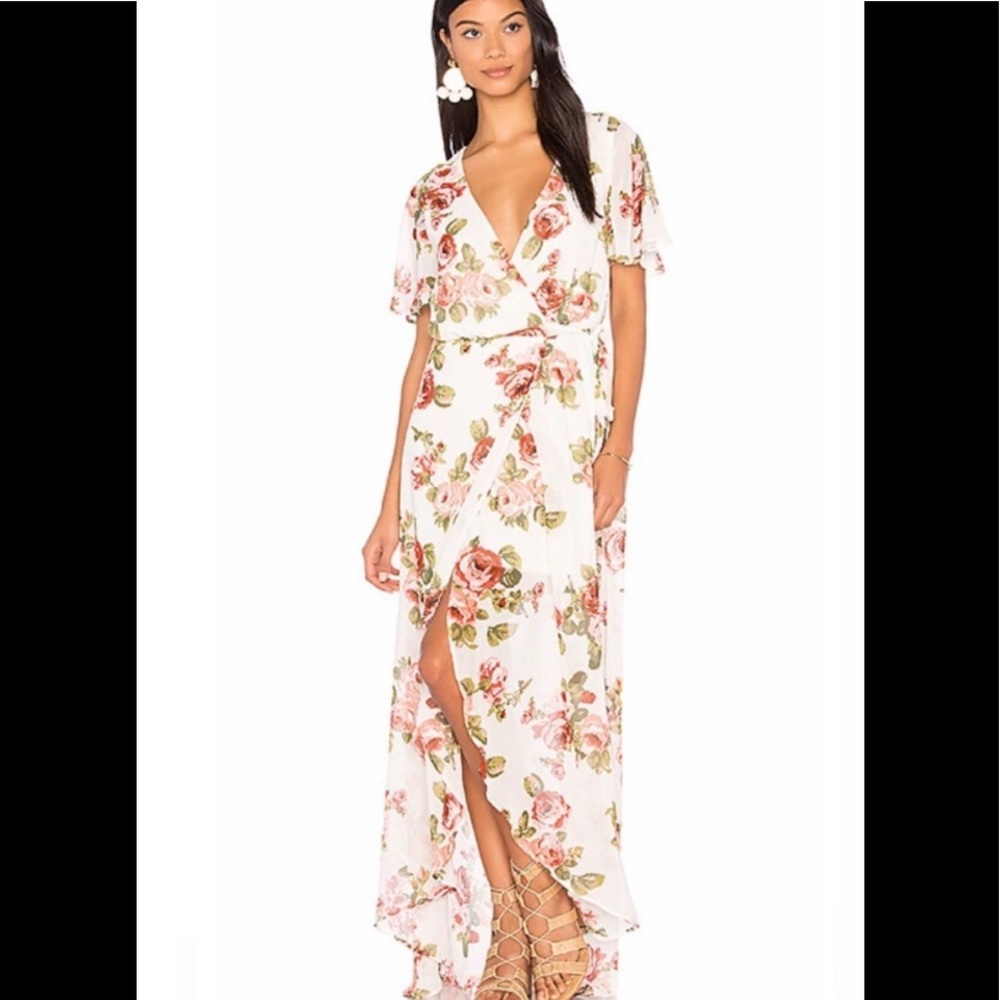 Show Me Your MuMu White Floral Wrap Maxi Dress